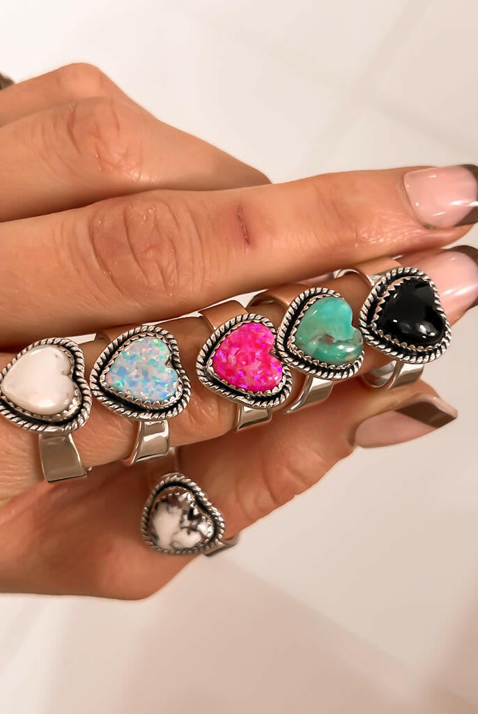 Solid Band Heart Single Stone Ring-Statement Rings-Krush Kandy, Women's Online Fashion Boutique Located in Phoenix, Arizona (Scottsdale Area)
