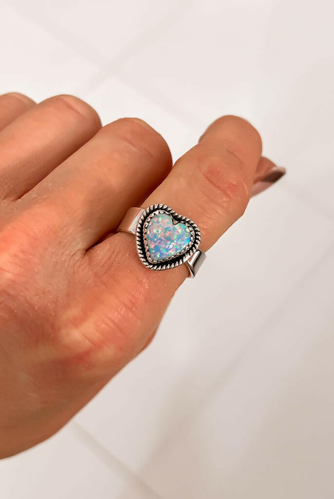 Solid Band Heart Single Stone Ring-Statement Rings-Krush Kandy, Women's Online Fashion Boutique Located in Phoenix, Arizona (Scottsdale Area)