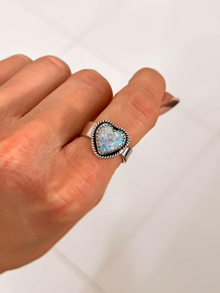 Solid Band Heart Single Stone Ring-Statement Rings-Krush Kandy, Women's Online Fashion Boutique Located in Phoenix, Arizona (Scottsdale Area)