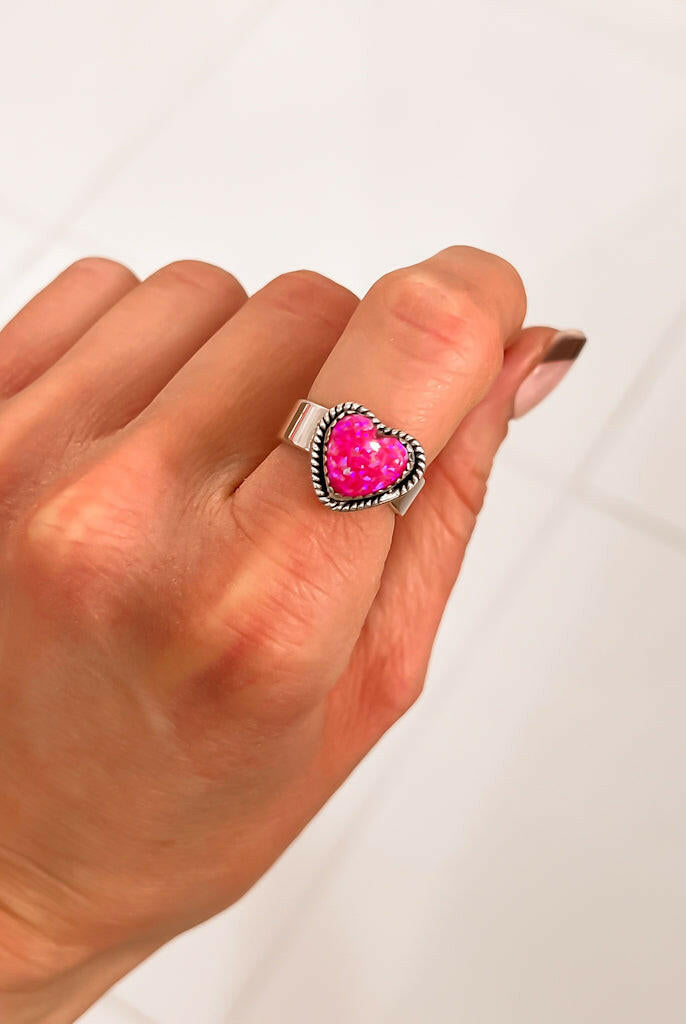 Solid Band Heart Single Stone Ring-Statement Rings-Krush Kandy, Women's Online Fashion Boutique Located in Phoenix, Arizona (Scottsdale Area)