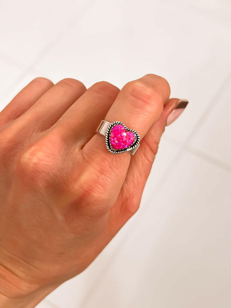 Solid Band Heart Single Stone Ring-Statement Rings-Krush Kandy, Women's Online Fashion Boutique Located in Phoenix, Arizona (Scottsdale Area)