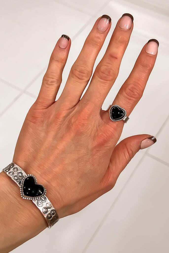 Solid Band Heart Single Stone Ring-Statement Rings-Krush Kandy, Women's Online Fashion Boutique Located in Phoenix, Arizona (Scottsdale Area)