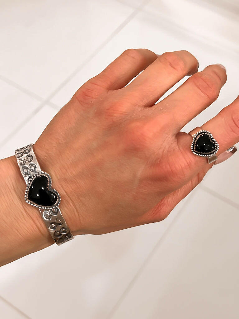 Solid Band Heart Single Stone Ring-Statement Rings-Krush Kandy, Women's Online Fashion Boutique Located in Phoenix, Arizona (Scottsdale Area)