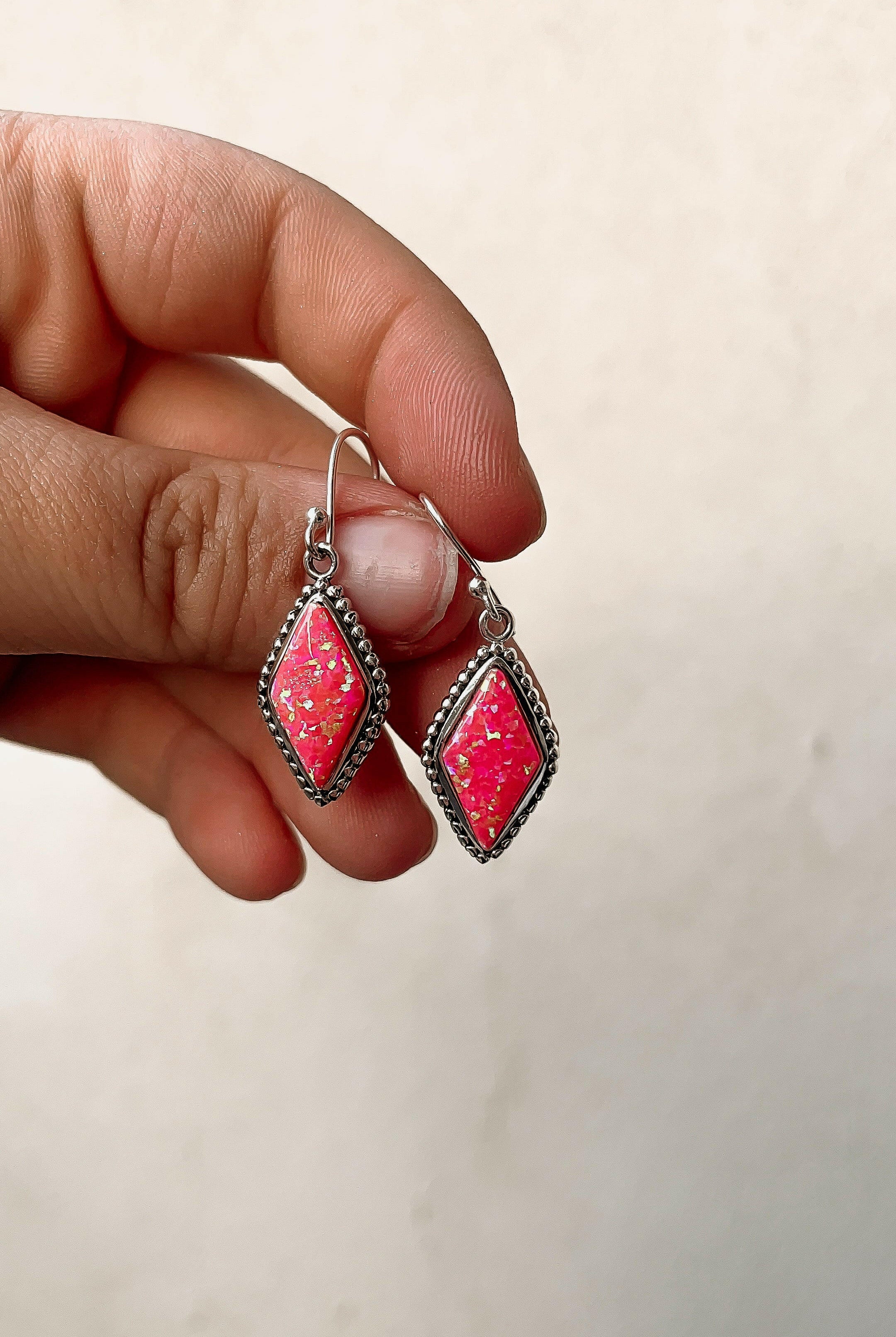 Diamond In My Eyes Stone Earrings-Hoop Earrings-Krush Kandy, Women's Online Fashion Boutique Located in Phoenix, Arizona (Scottsdale Area)