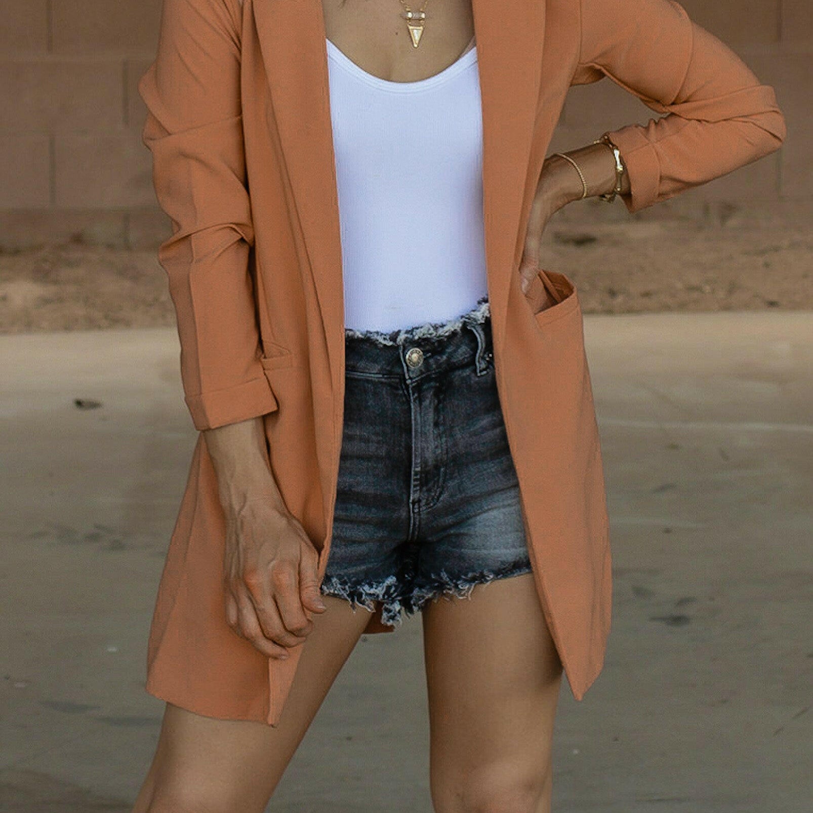 Zoom Meeting Lined Long Blazer Jacket-Blazers-Krush Kandy, Women's Online Fashion Boutique Located in Phoenix, Arizona (Scottsdale Area)