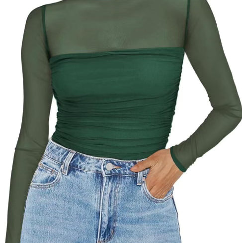 Elevated Long Sleeve Mesh Top