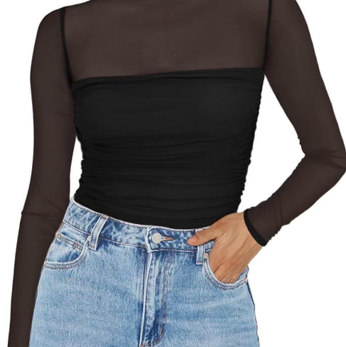 Elevated Long Sleeve Mesh Top