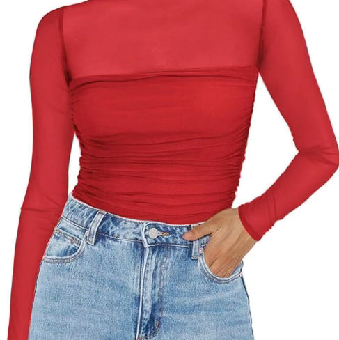 Elevated Long Sleeve Mesh Top