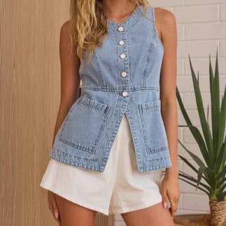 The Downtown Darling Denim Vest Top