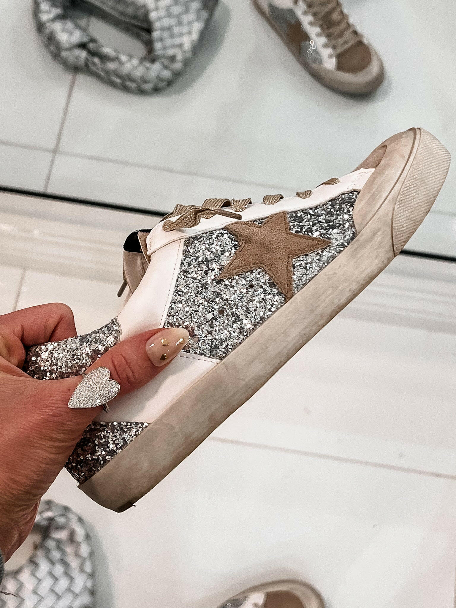 Your Favorite Neutral Glitter Star Sneaker-Sneakers-Krush Kandy, Women's Online Fashion Boutique Located in Phoenix, Arizona (Scottsdale Area)