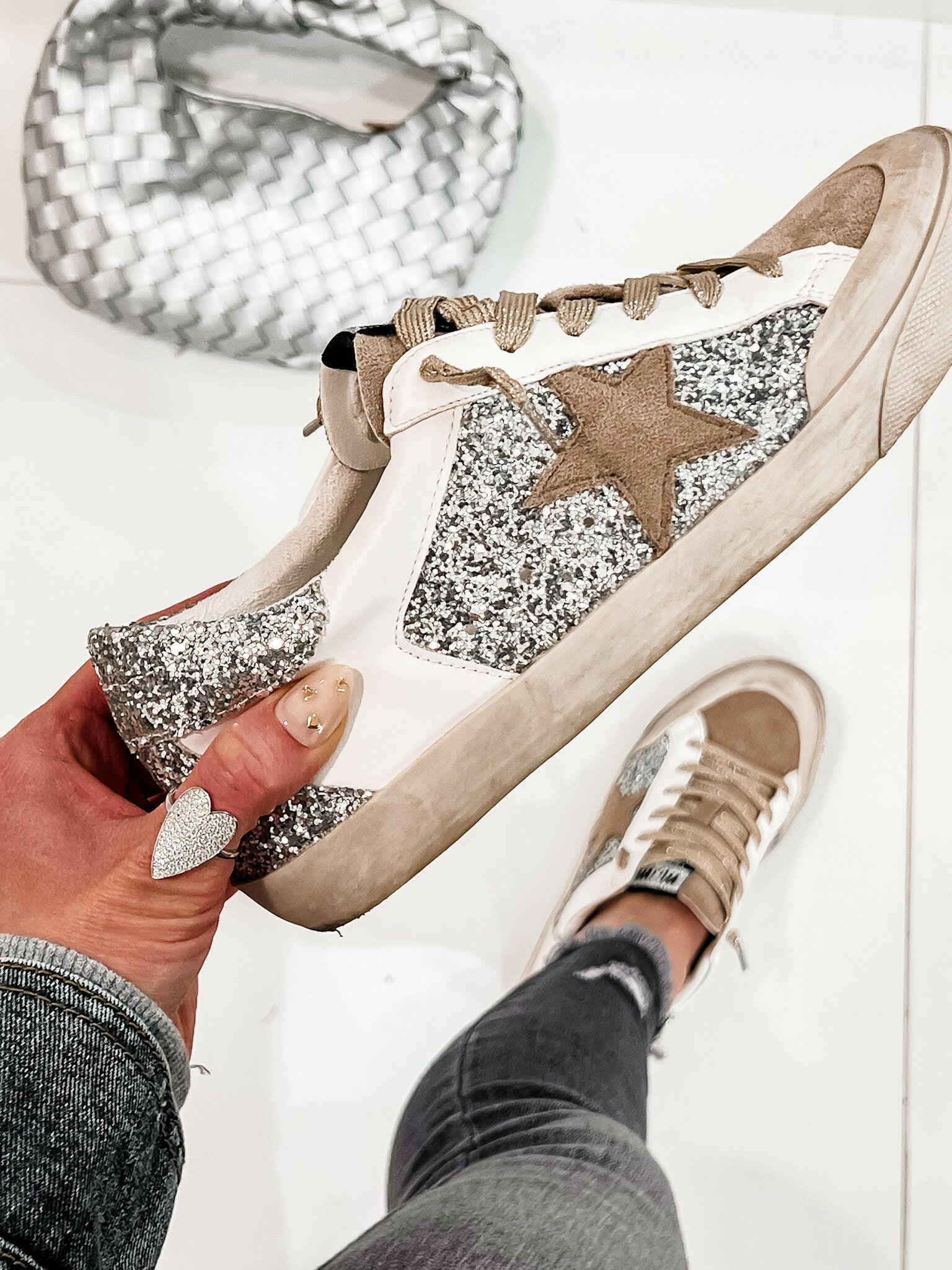 Your Favorite Neutral Glitter Star Sneaker-Sneakers-Krush Kandy, Women's Online Fashion Boutique Located in Phoenix, Arizona (Scottsdale Area)