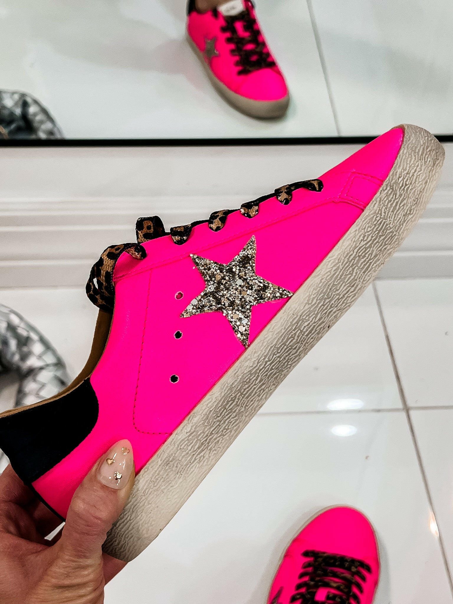 Neon Pink Star Sneaker-Sneakers-Krush Kandy, Women's Online Fashion Boutique Located in Phoenix, Arizona (Scottsdale Area)