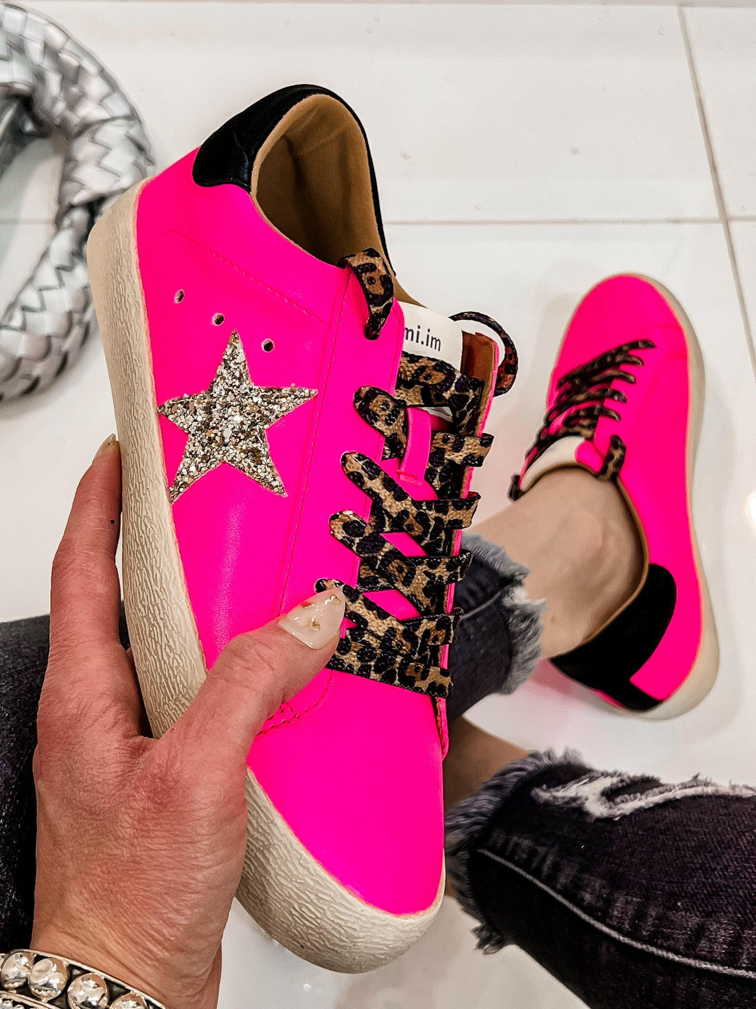 Neon Pink Star Sneaker-Sneakers-Krush Kandy, Women's Online Fashion Boutique Located in Phoenix, Arizona (Scottsdale Area)