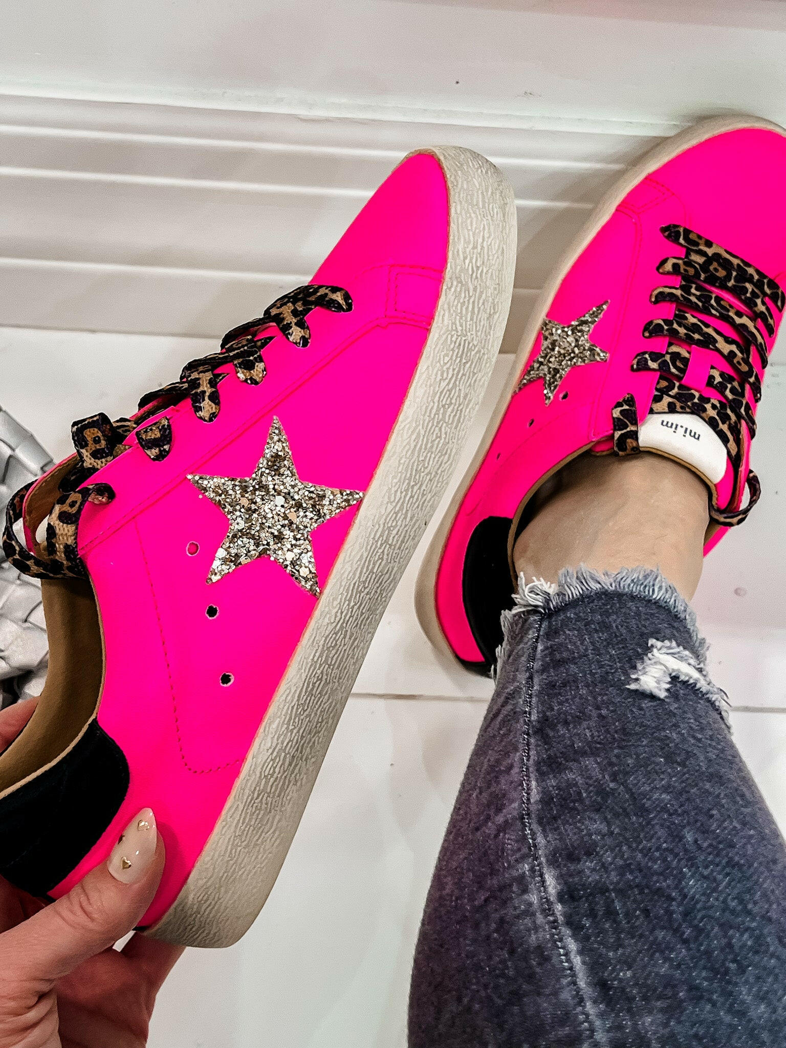 Neon Pink Star Sneaker-Sneakers-Krush Kandy, Women's Online Fashion Boutique Located in Phoenix, Arizona (Scottsdale Area)