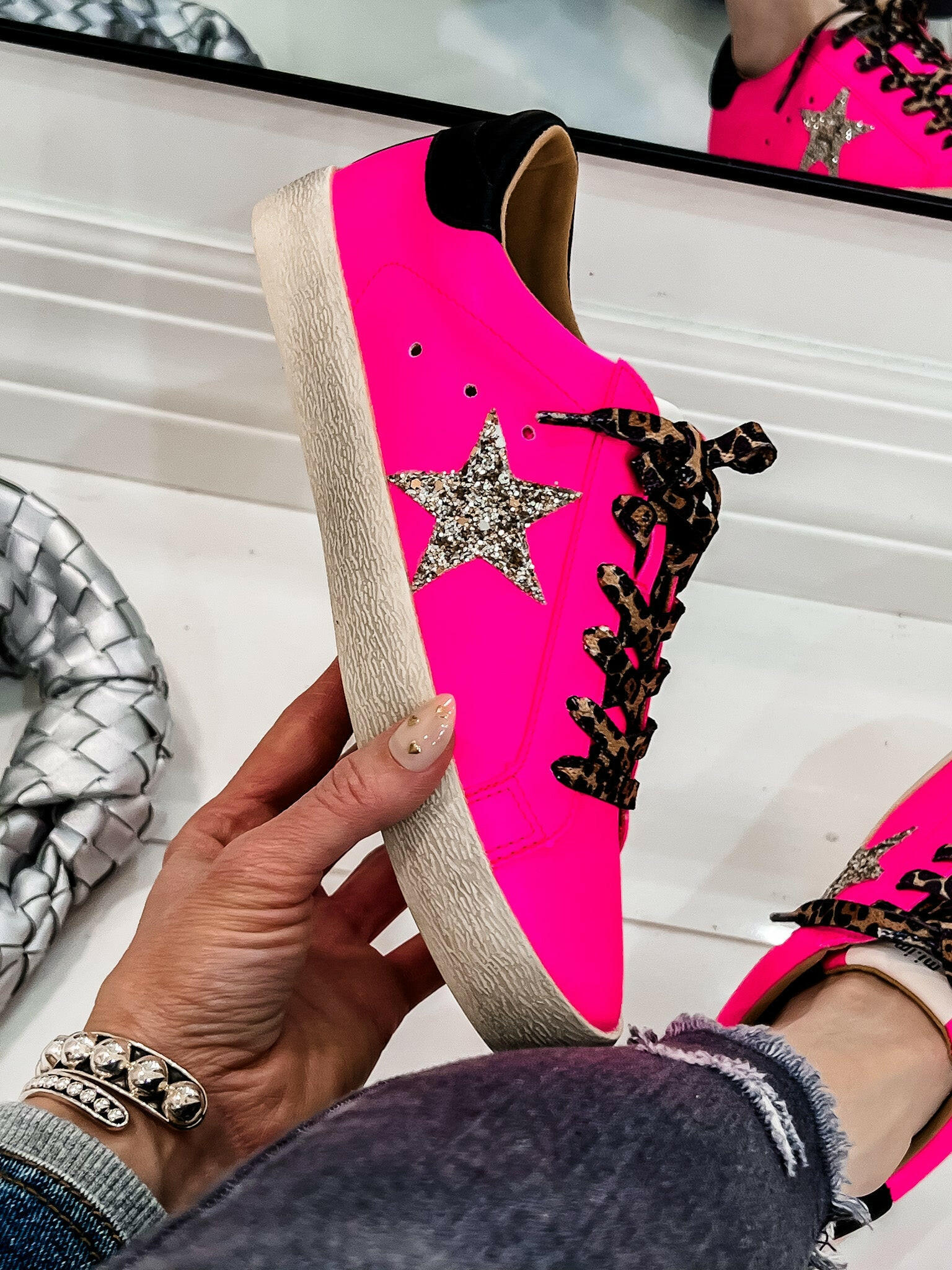 Neon Pink Star Sneaker-Sneakers-Krush Kandy, Women's Online Fashion Boutique Located in Phoenix, Arizona (Scottsdale Area)