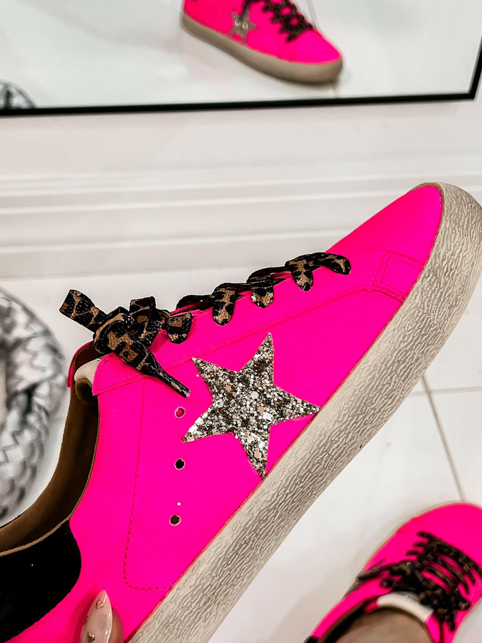 Neon Pink Star Sneaker-Sneakers-Krush Kandy, Women's Online Fashion Boutique Located in Phoenix, Arizona (Scottsdale Area)