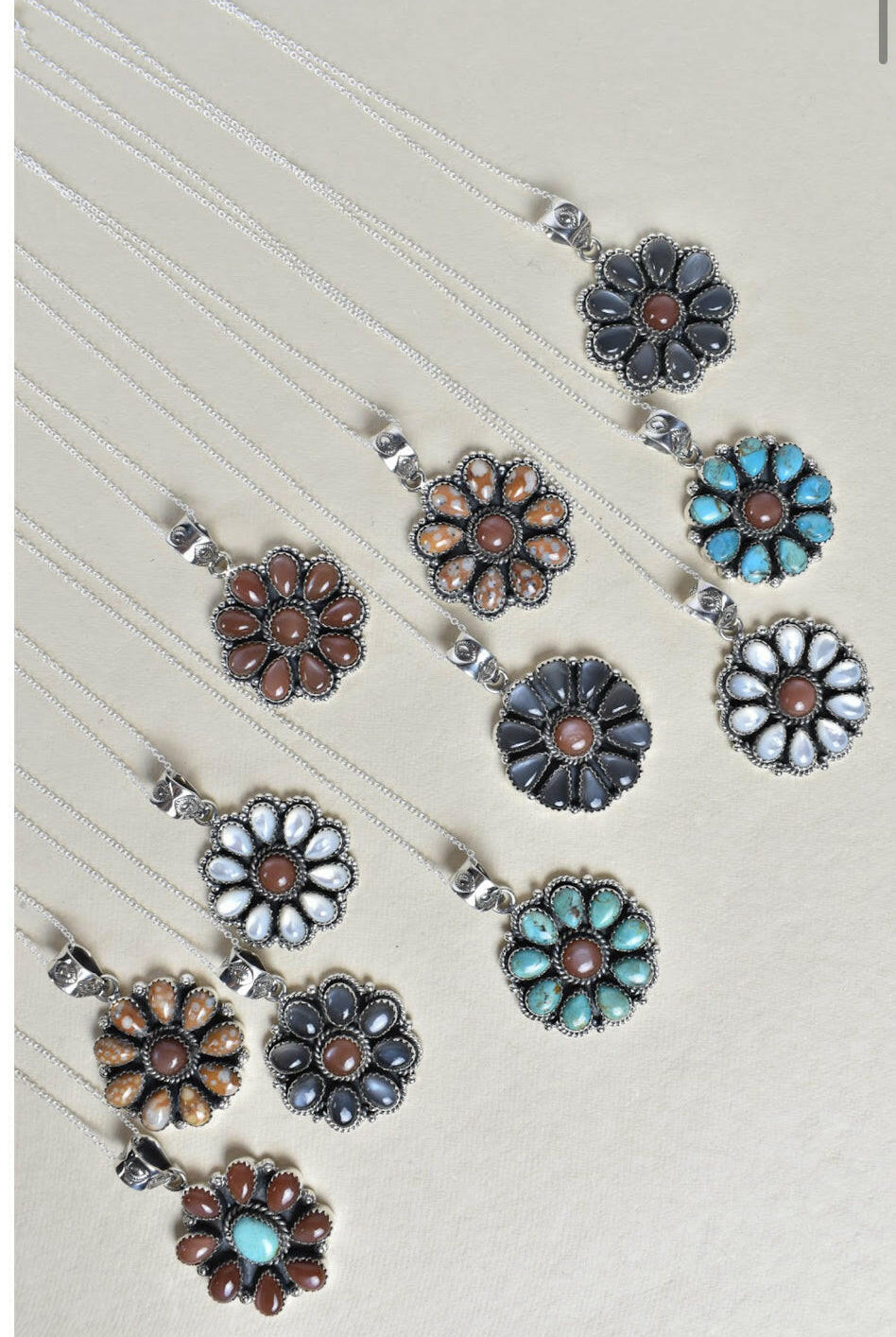 Daisy Days Sterling Silver & Stone Cluster Necklaces-Pendant Necklaces-Krush Kandy, Women's Online Fashion Boutique Located in Phoenix, Arizona (Scottsdale Area)