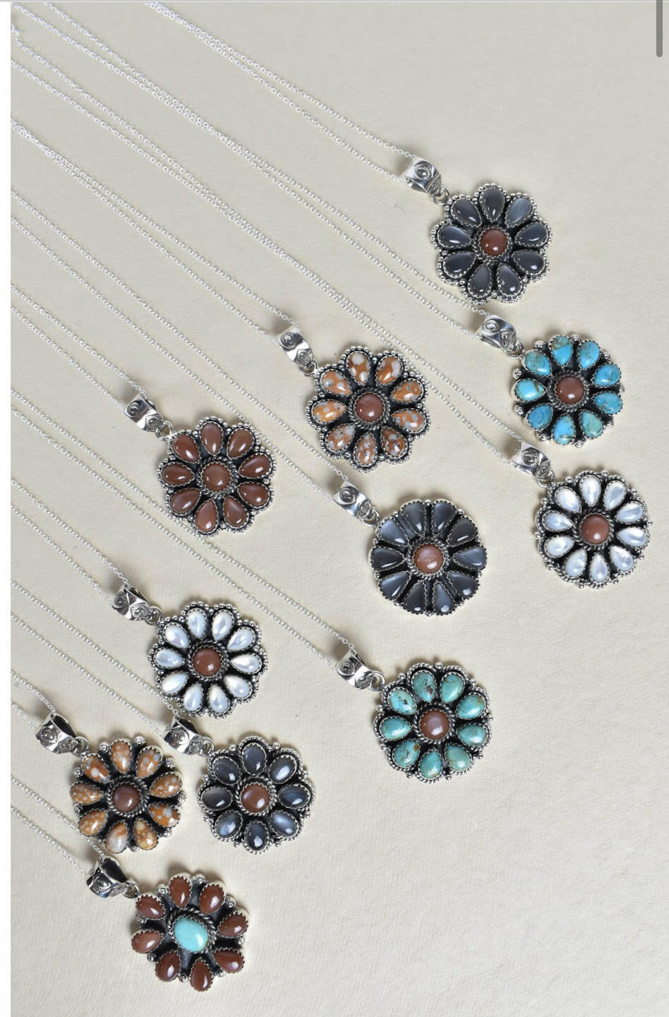 Daisy Days Sterling Silver & Stone Cluster Necklaces-Pendant Necklaces-Krush Kandy, Women's Online Fashion Boutique Located in Phoenix, Arizona (Scottsdale Area)