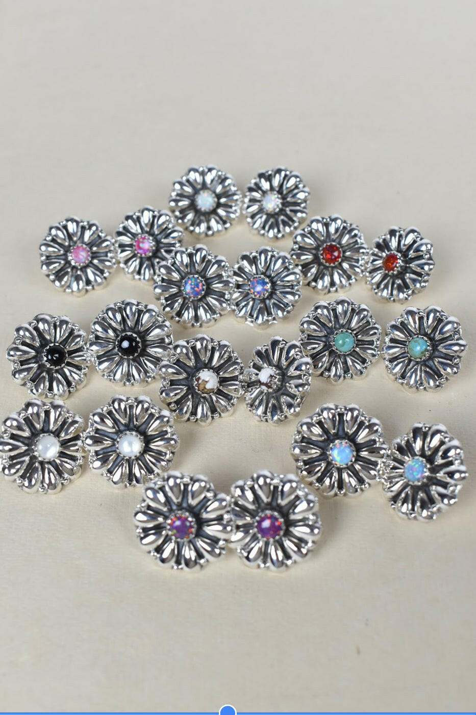 Sterling Silver Daisy Concho Stud Earrings-Stud Earrings-Krush Kandy, Women's Online Fashion Boutique Located in Phoenix, Arizona (Scottsdale Area)