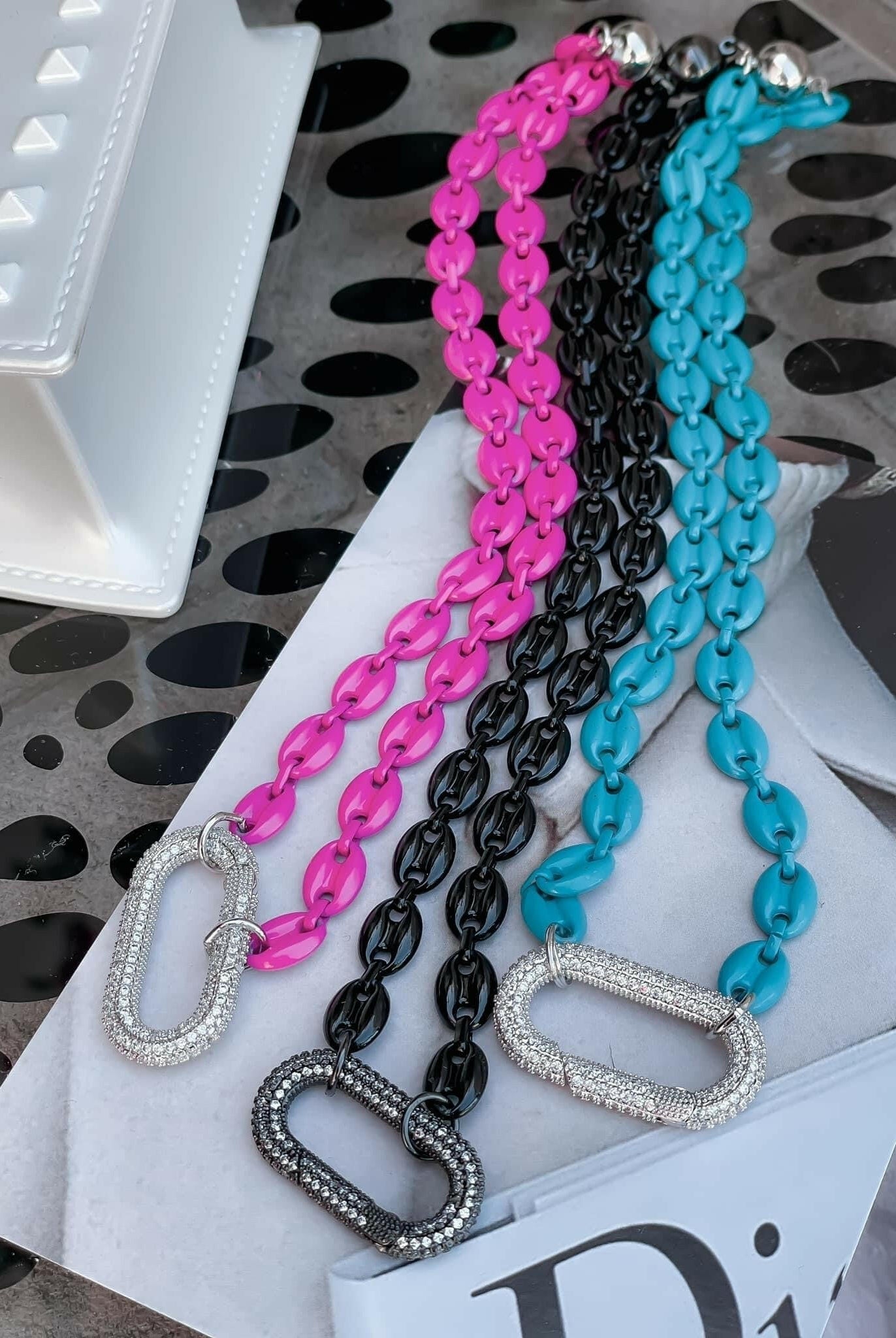 Believe It CZ Carabiner and Enamel Magnetic Necklace-Necklaces-Krush Kandy, Women's Online Fashion Boutique Located in Phoenix, Arizona (Scottsdale Area)