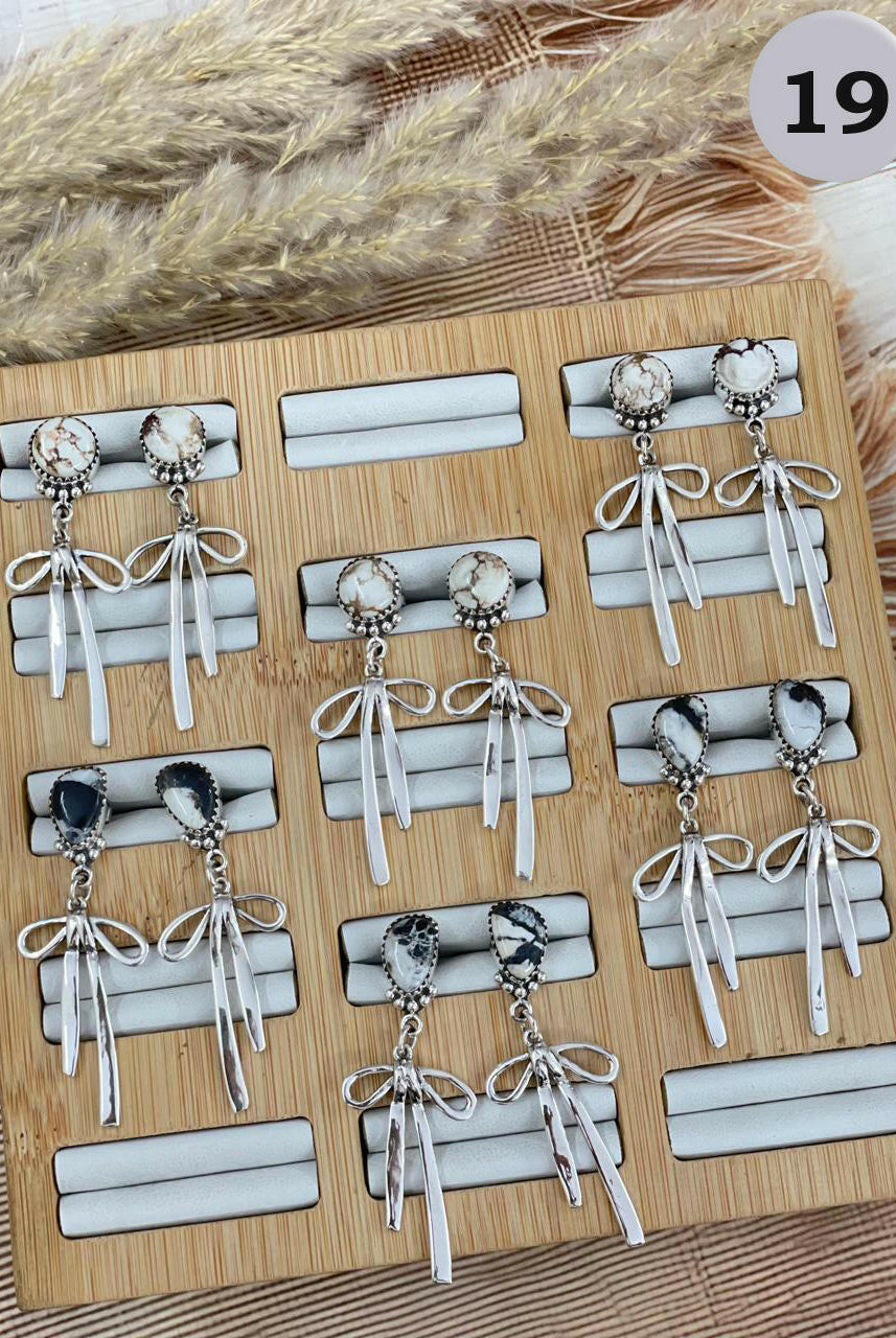 Multi Stone Bow Earrings-Stud Earrings-Krush Kandy, Women's Online Fashion Boutique Located in Phoenix, Arizona (Scottsdale Area)