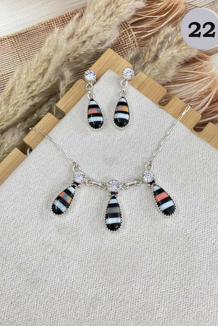 Kristyn's White CZ Stripe Stone Earring & Necklace-Stud Earrings-Krush Kandy, Women's Online Fashion Boutique Located in Phoenix, Arizona (Scottsdale Area)