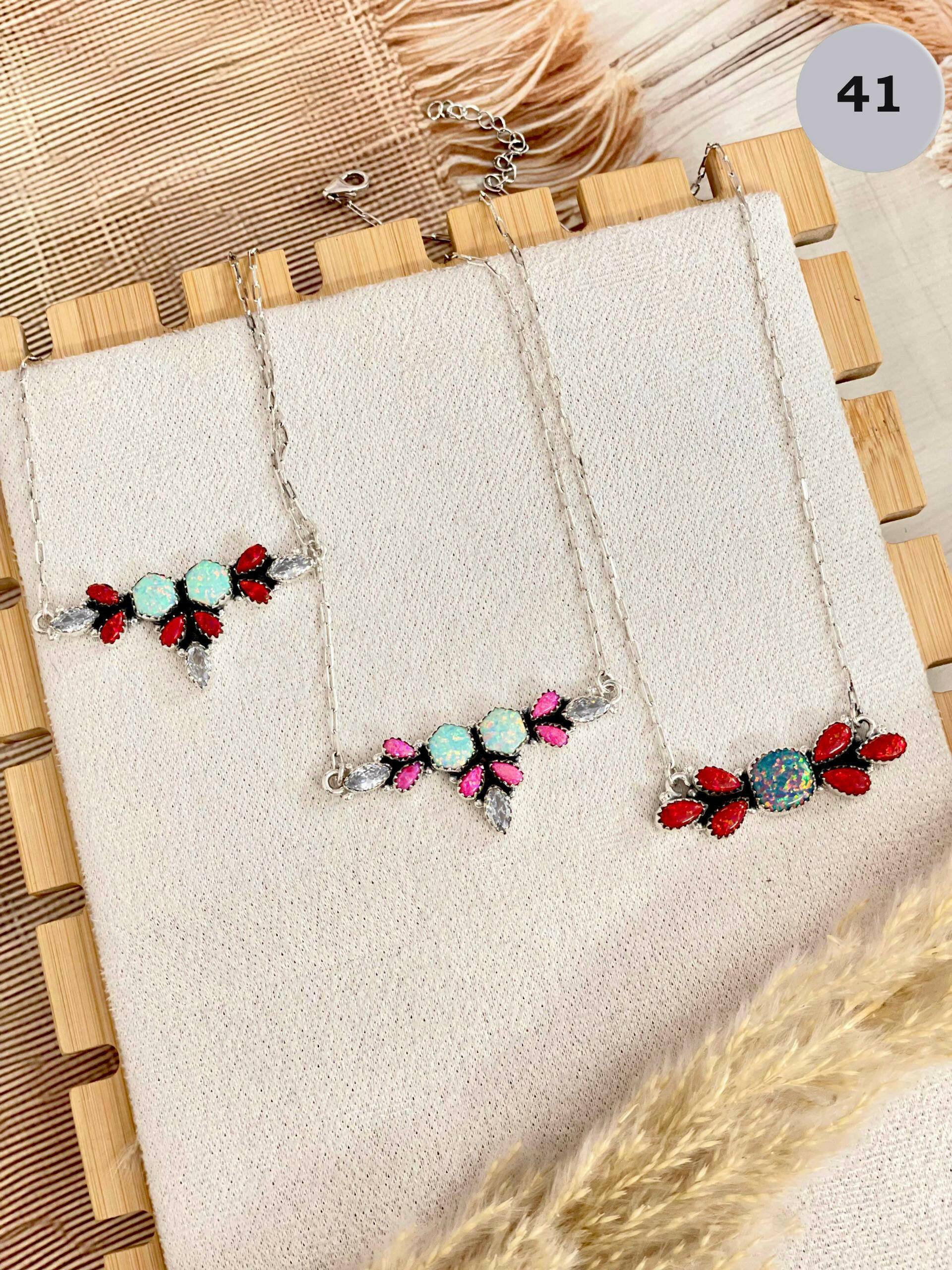 Multi Opal Stone Necklaces-Chain Necklaces-Krush Kandy, Women's Online Fashion Boutique Located in Phoenix, Arizona (Scottsdale Area)