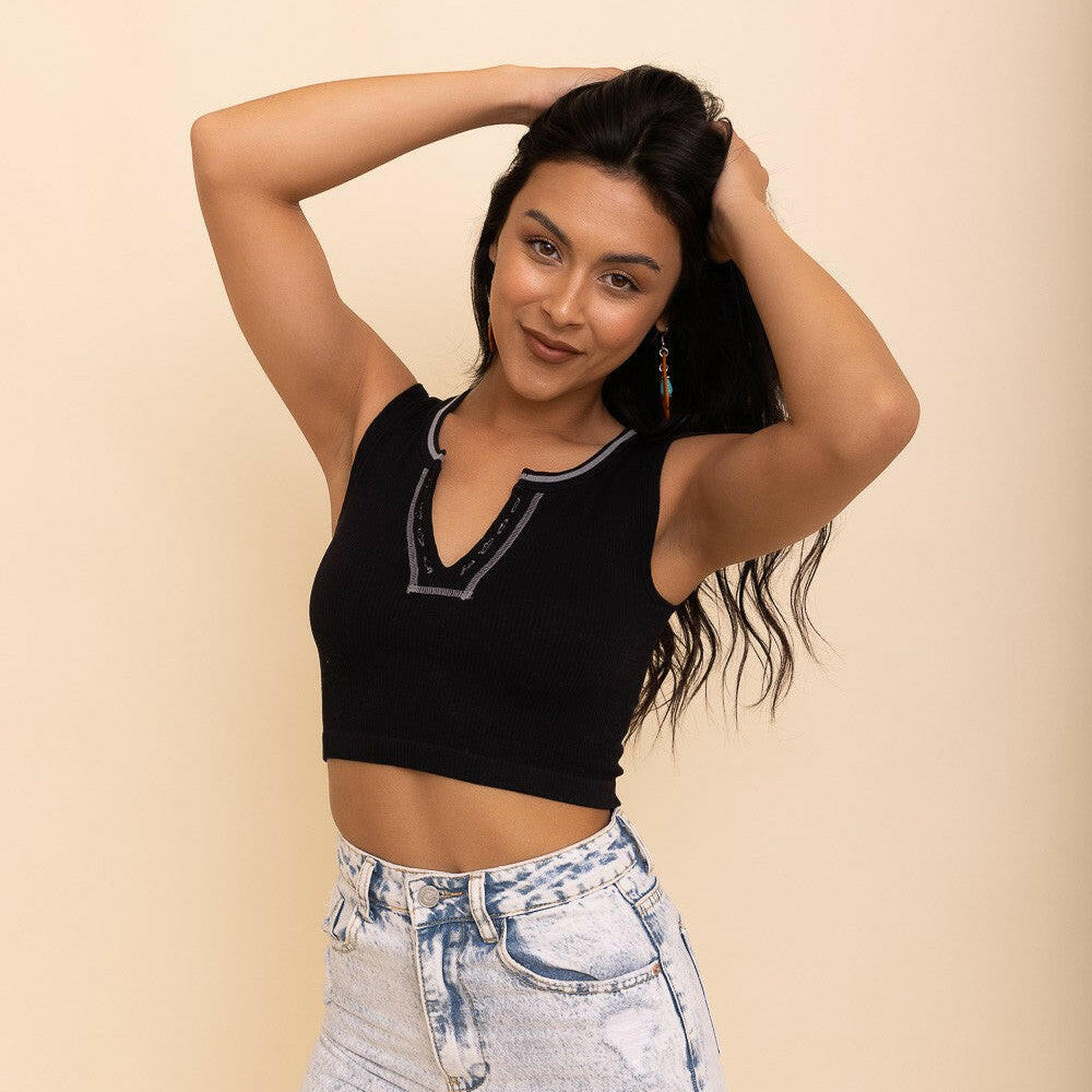 Ribbed Henley Brami-Bralettes-Krush Kandy, Women's Online Fashion Boutique Located in Phoenix, Arizona (Scottsdale Area)