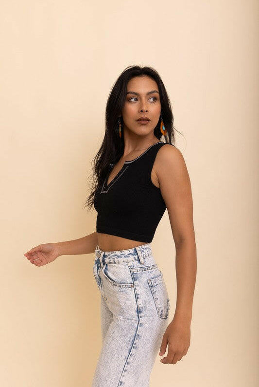 Ribbed Henley Brami-Bralettes-Krush Kandy, Women's Online Fashion Boutique Located in Phoenix, Arizona (Scottsdale Area)