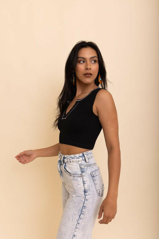 Ribbed Henley Brami-Bralettes-Krush Kandy, Women's Online Fashion Boutique Located in Phoenix, Arizona (Scottsdale Area)