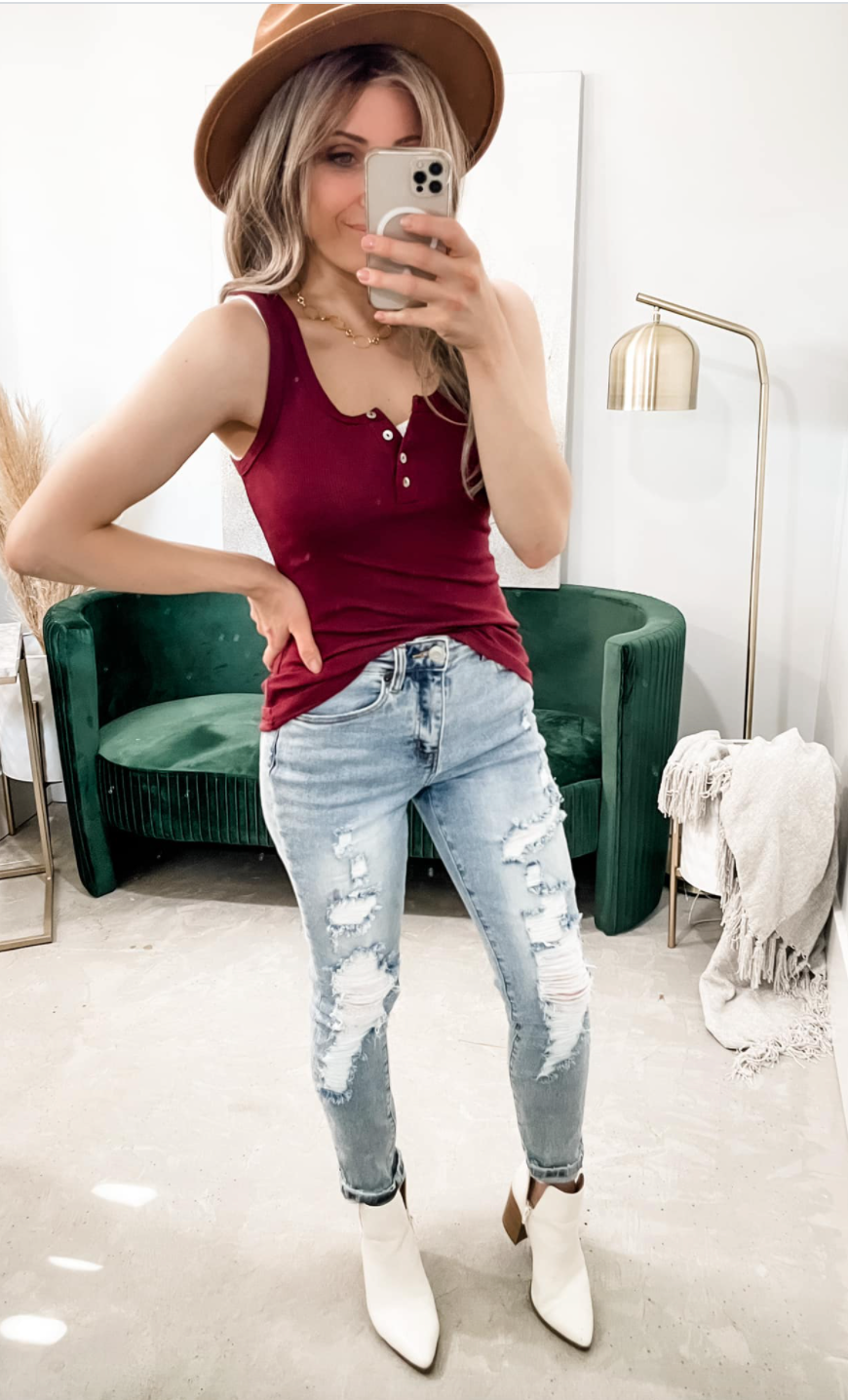 Let's Talk Later Button Detail Tank Top | 9 Colors!-Tanks-Krush Kandy, Women's Online Fashion Boutique Located in Phoenix, Arizona (Scottsdale Area)