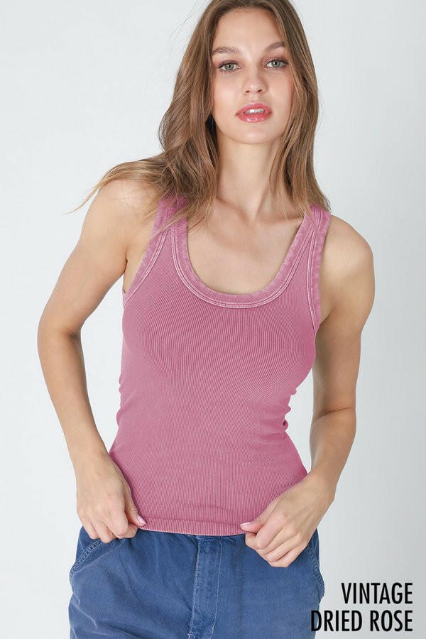 NIKI BIKKI Sway With Me Vintage Ribbed Tank-Tanks-Krush Kandy, Women's Online Fashion Boutique Located in Phoenix, Arizona (Scottsdale Area)