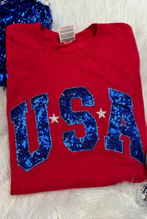 PREORDER USA Patriotic 4th of July Short Sleeve, Red-Graphic Tees-Krush Kandy, Women's Online Fashion Boutique Located in Phoenix, Arizona (Scottsdale Area)