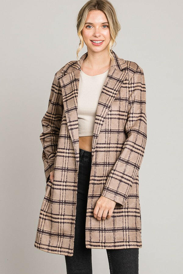Motives Plaid Suede Coat-Coats-Krush Kandy, Women's Online Fashion Boutique Located in Phoenix, Arizona (Scottsdale Area)