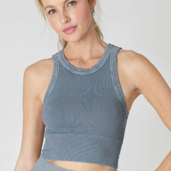 NIKIBIKI Vintage Ribbed High Neck Crop Top-Tanks-Krush Kandy, Women's Online Fashion Boutique Located in Phoenix, Arizona (Scottsdale Area)