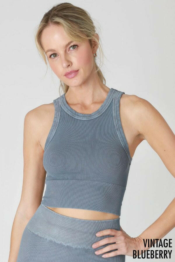 NIKIBIKI Vintage Ribbed High Neck Crop Top-Tanks-Krush Kandy, Women's Online Fashion Boutique Located in Phoenix, Arizona (Scottsdale Area)