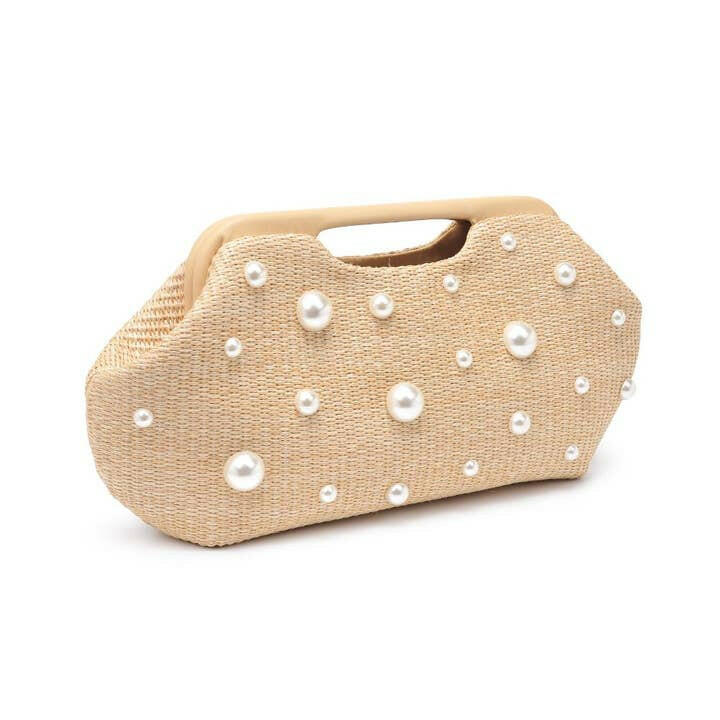 Pearl Detail Straw Clutch-handbags-Krush Kandy, Women's Online Fashion Boutique Located in Phoenix, Arizona (Scottsdale Area)