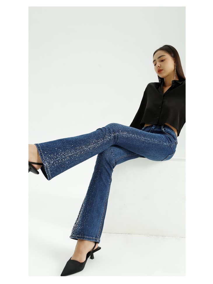 Rhinestone Detail Straight Leg Jeans in 2023  Women denim jeans, Denim  women, Clothes for women