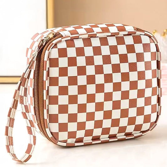 Checkered Portable Cosmetic Pouch-Beauty-Krush Kandy, Women's Online Fashion Boutique Located in Phoenix, Arizona (Scottsdale Area)