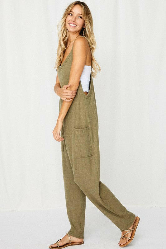 Solid Harem Jumpsuit with Pockets-Jumpsuits & Rompers-Krush Kandy, Women's Online Fashion Boutique Located in Phoenix, Arizona (Scottsdale Area)