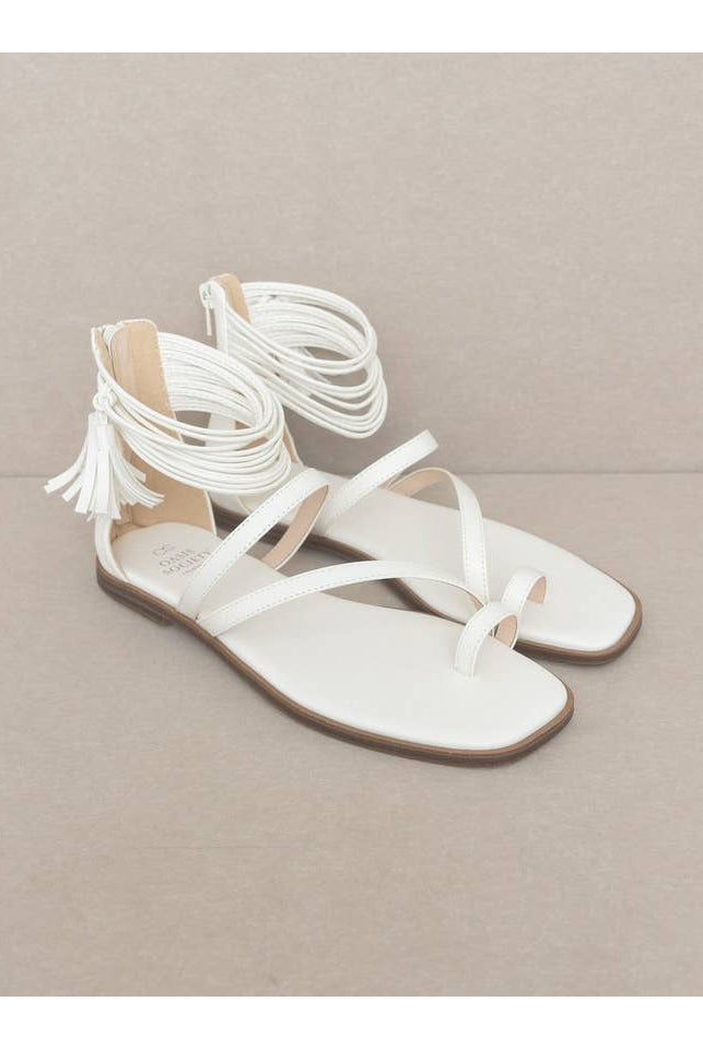 The Abril White | Strappy Ankle Wrap Summer Sandal-Sandals-Krush Kandy, Women's Online Fashion Boutique Located in Phoenix, Arizona (Scottsdale Area)