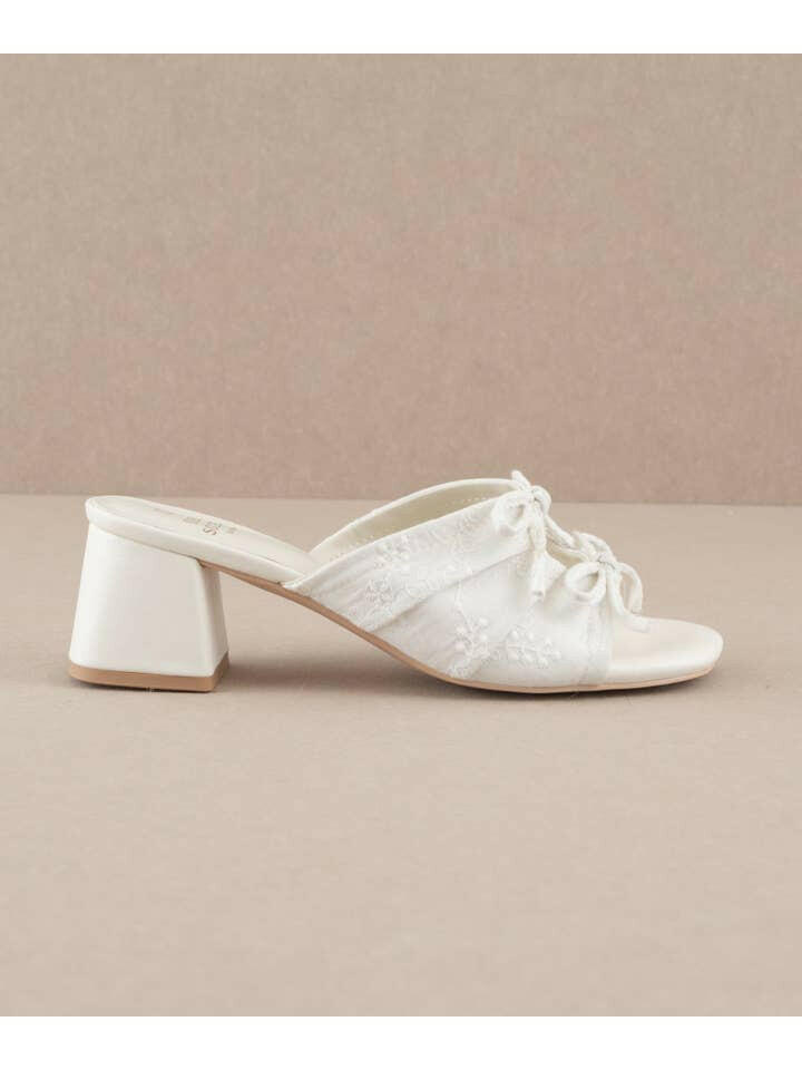 The Emerald White | Double Bow Peep Hole Sandal-Sandals-Krush Kandy, Women's Online Fashion Boutique Located in Phoenix, Arizona (Scottsdale Area)