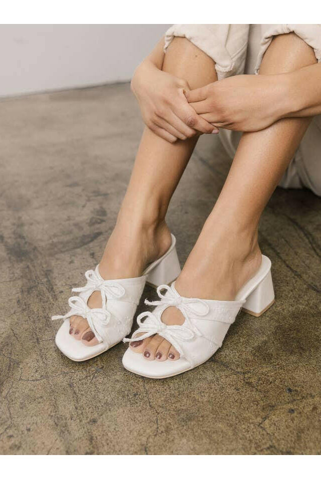 The Emerald White | Double Bow Peep Hole Sandal-Sandals-Krush Kandy, Women's Online Fashion Boutique Located in Phoenix, Arizona (Scottsdale Area)