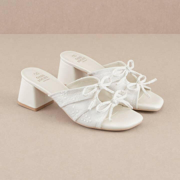 The Emerald White | Double Bow Peep Hole Sandal-Sandals-Krush Kandy, Women's Online Fashion Boutique Located in Phoenix, Arizona (Scottsdale Area)