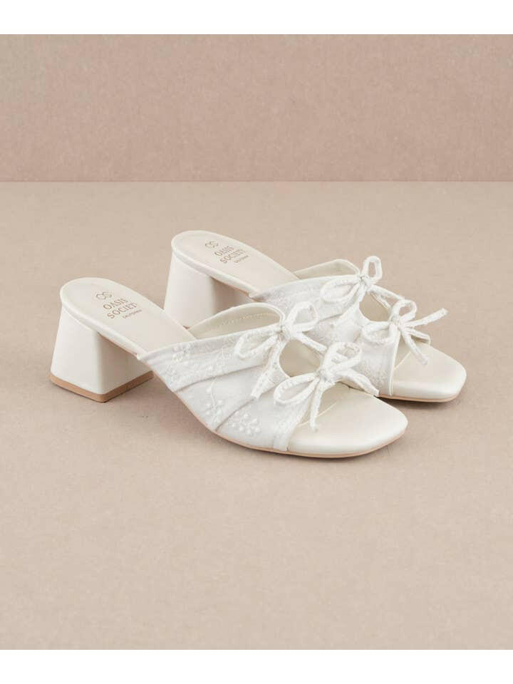 The Emerald White | Double Bow Peep Hole Sandal-Sandals-Krush Kandy, Women's Online Fashion Boutique Located in Phoenix, Arizona (Scottsdale Area)