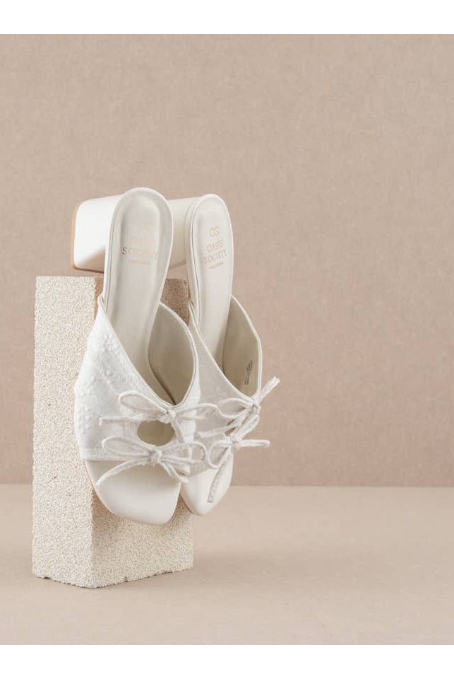 The Emerald White | Double Bow Peep Hole Sandal-Sandals-Krush Kandy, Women's Online Fashion Boutique Located in Phoenix, Arizona (Scottsdale Area)