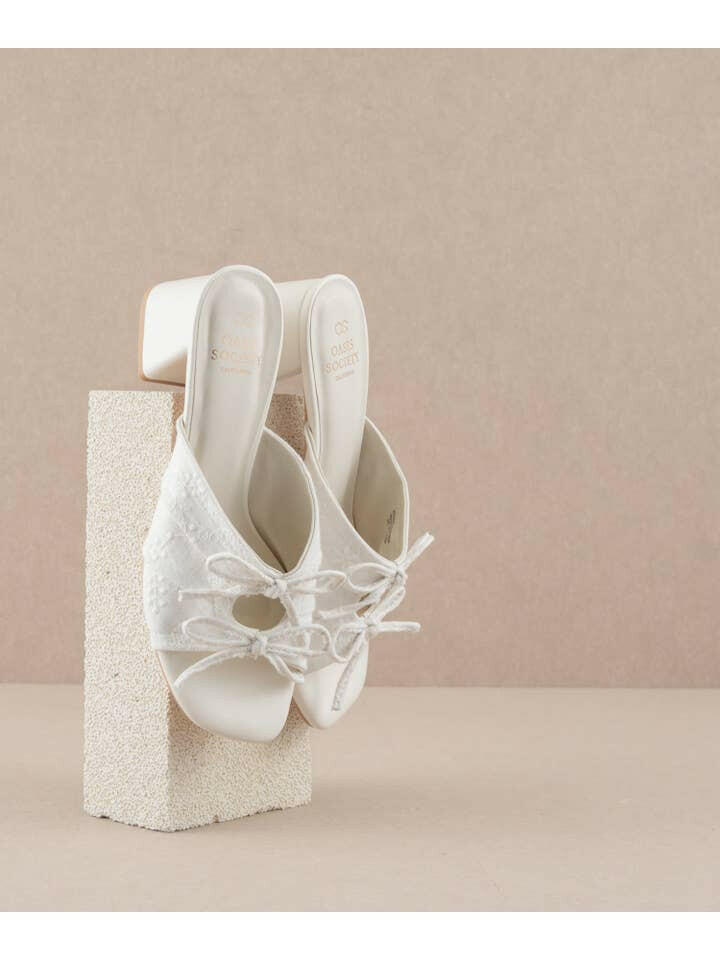 The Emerald White | Double Bow Peep Hole Sandal-Sandals-Krush Kandy, Women's Online Fashion Boutique Located in Phoenix, Arizona (Scottsdale Area)