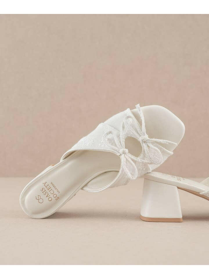 The Emerald White | Double Bow Peep Hole Sandal-Sandals-Krush Kandy, Women's Online Fashion Boutique Located in Phoenix, Arizona (Scottsdale Area)