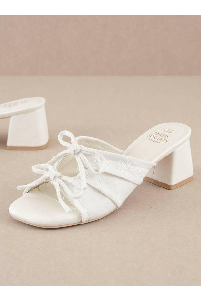 The Emerald White | Double Bow Peep Hole Sandal-Sandals-Krush Kandy, Women's Online Fashion Boutique Located in Phoenix, Arizona (Scottsdale Area)