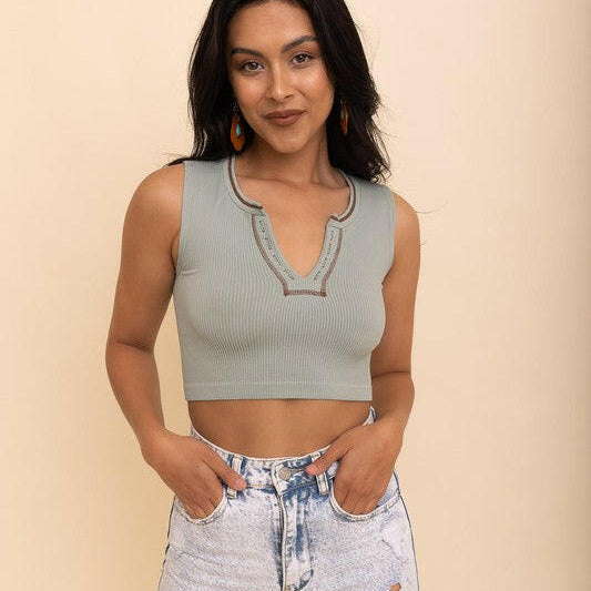 Ribbed Henley Brami-Bralettes-Krush Kandy, Women's Online Fashion Boutique Located in Phoenix, Arizona (Scottsdale Area)